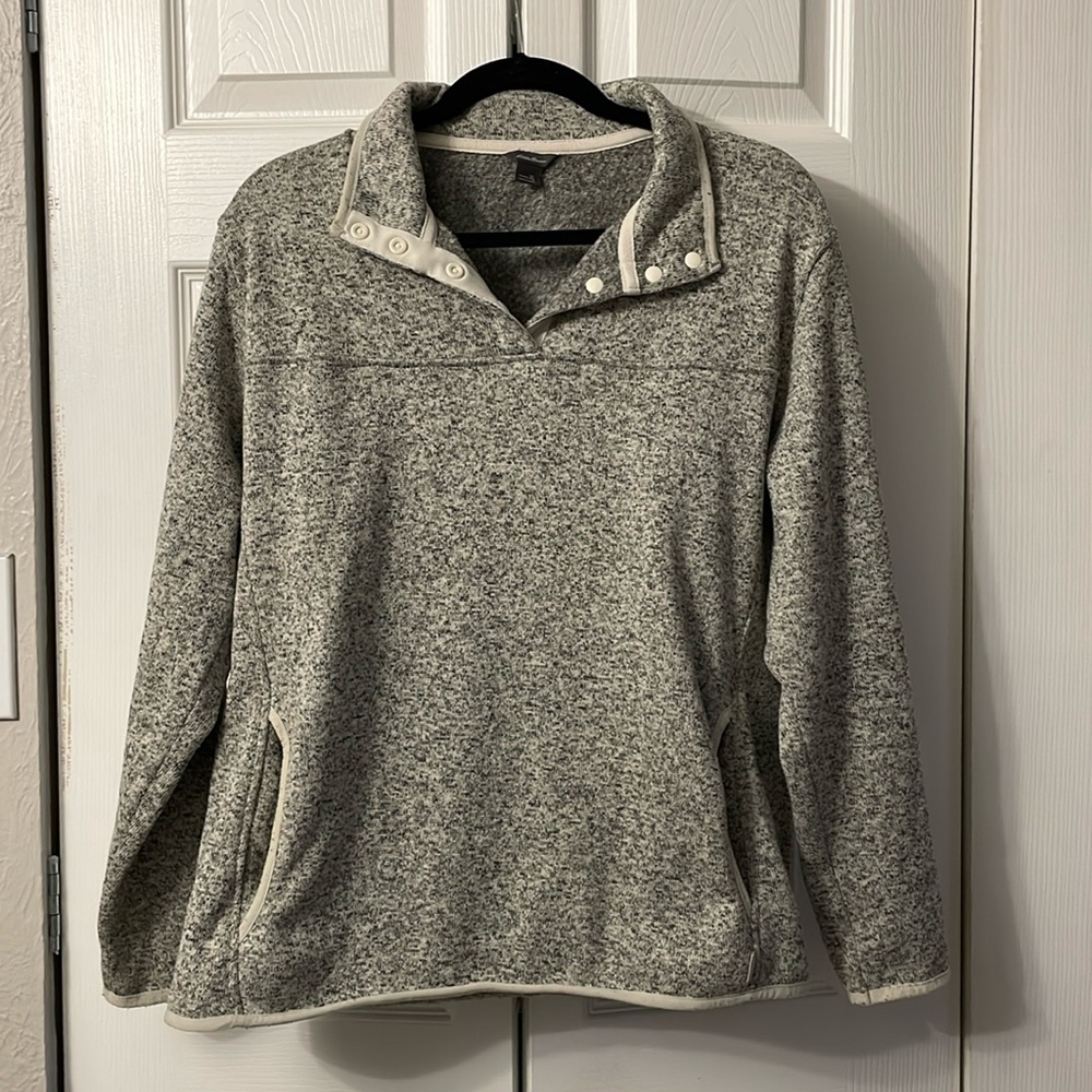 Eddie Bauer Quarter Zip Pullover Heather Grey Size XL